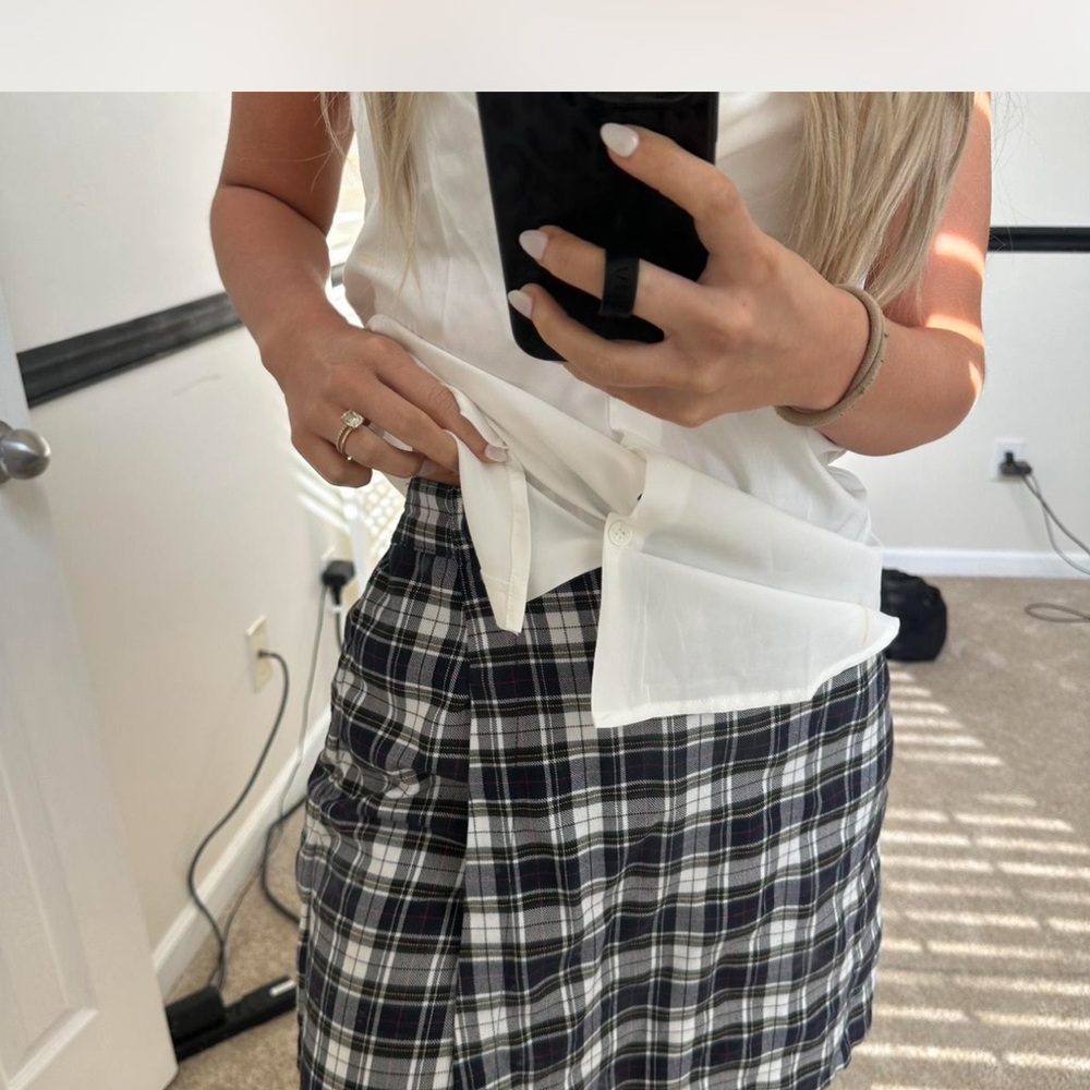 Plaid Black and White Women's Skirt